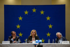 La misión de observación electoral de la Unión Europea durante la conferencia de prensa luego de las elecciones generales hondureñas 2021 | noviembre