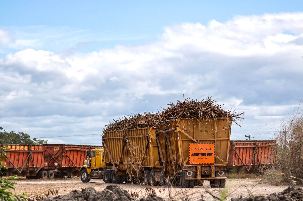 Camiones de plantas azucareras trasladan caña de azúcar para ser procesada. Choluteca, 12 de diciembre de 2021.