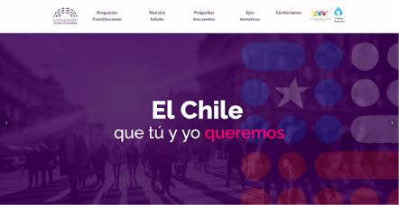 Al igual que los folletos, la página web de Facilitadores Constitucionales utilizaba los colores y logos de la Convención Constitucional
